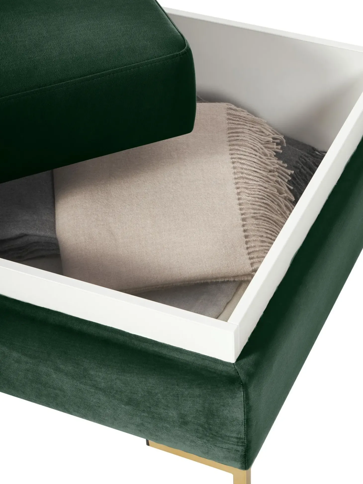 Reposapies Puf De Terciopelo Luna, Con Espacio De Almacenamiento