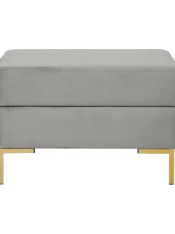 Reposapies Puf De Terciopelo Luna, Con Espacio De Almacenamiento