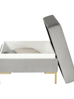 Reposapies Puf De Terciopelo Luna, Con Espacio De Almacenamiento