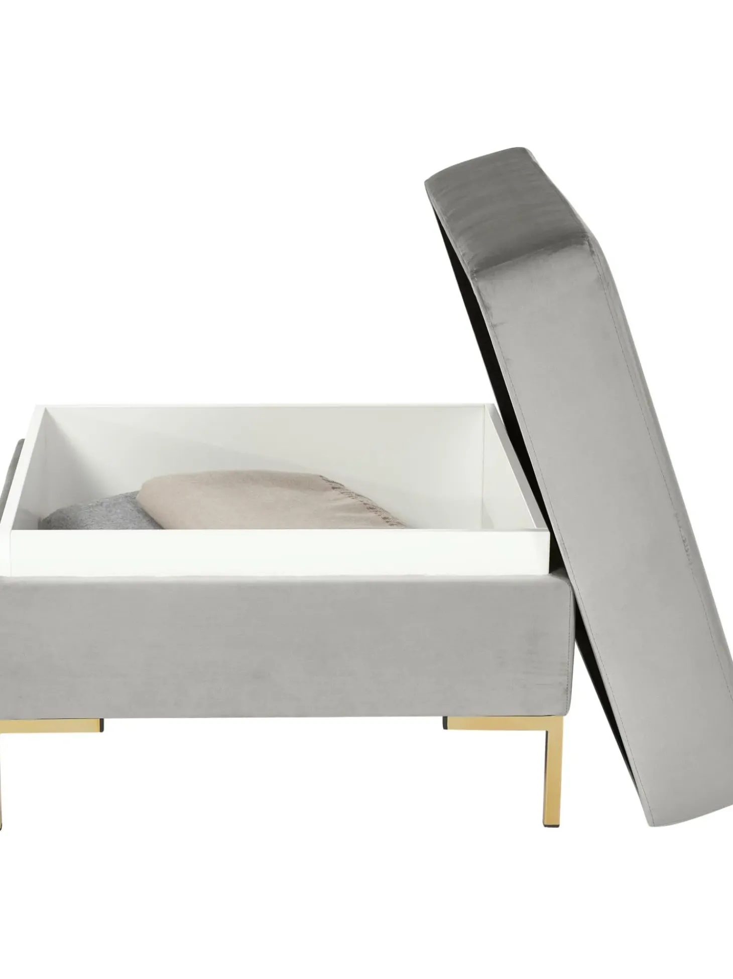 Reposapies Puf De Terciopelo Luna, Con Espacio De Almacenamiento