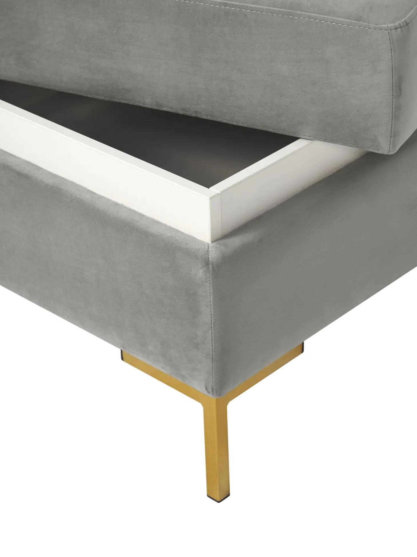 Reposapies Puf De Terciopelo Luna, Con Espacio De Almacenamiento