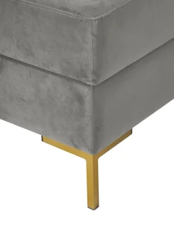 Reposapies Puf De Terciopelo Luna, Con Espacio De Almacenamiento