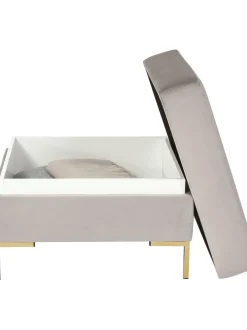 Reposapies Puf De Terciopelo Luna, Con Espacio De Almacenamiento