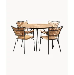 Set De Comedor Para Exterior De Madera Teca Ellen, 5 Pzas.
