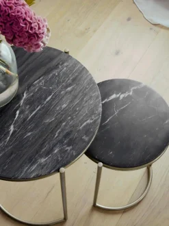 Set De Mesas Auxiliares De Marmol Ella, 2 Pzas.