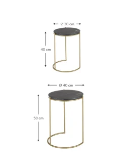 Set De Mesas Auxiliares De Marmol Ella, 2 Pzas.