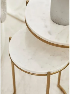 Set De Mesas Auxiliares De Marmol Ella, 2 Pzas.