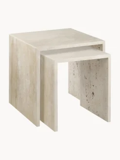 Set De Mesas Auxiliares De Travertino Varu, 2 Uds.