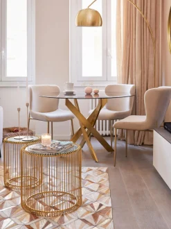 Set De Mesas De Centro Wire, 2 Pzas., Tablero De Cristal