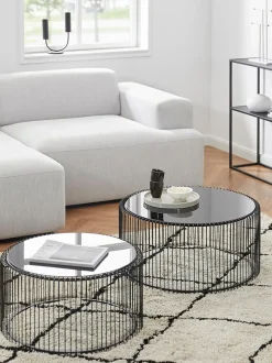 Set De Mesas De Centro Wire, 2 Uds., Tablero De Vidrio