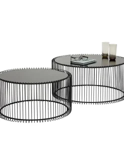 Set De Mesas De Centro Wire, 2 Uds., Tablero De Vidrio