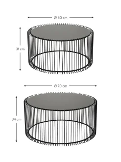 Set De Mesas De Centro Wire, 2 Uds., Tablero De Vidrio