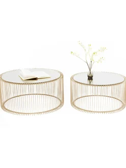 Set De Mesas De Centro Wire, 2 Uds., Tablero De Vidrio