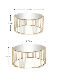 Set De Mesas De Centro Wire, 2 Uds., Tablero De Vidrio