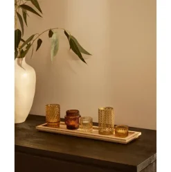Set De Portavelas Con Bandeja De Madera Elviena, 6 Pzas.