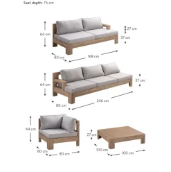 Set Lounge Para Exterior De Madera De Acacia Joshua, 4 Pzas.