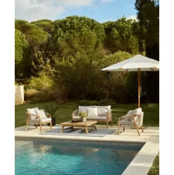 Set Lounge Para Exterior De Madera De Acacia Lu, 4 Pzas.