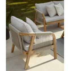 Set Lounge Para Exterior De Madera De Acacia Lu, 4 Pzas.