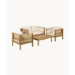Set Lounge Para Exterior De Madera De Acacia Bo, 4 Pzas.