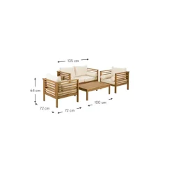 Set Lounge Para Exterior De Madera De Acacia Bo, 4 Pzas.