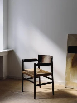 Silla Con Reposabrazos Artesnal Con Asiento De Mimbre Nestor