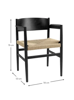 Silla Con Reposabrazos Artesnal Con Asiento De Mimbre Nestor