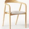 Silla Con Reposabrazos De Madera Con Asiento Tapizado Angelina