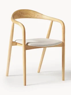 Silla Con Reposabrazos De Madera Con Asiento Tapizado Angelina