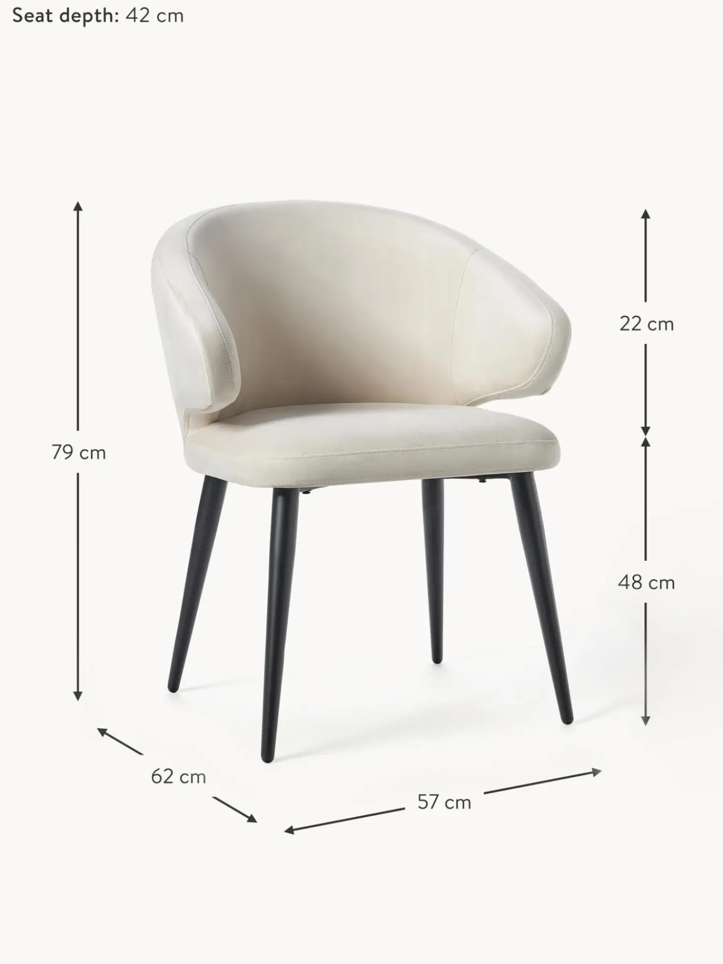 Silla Con Reposabrazos De Terciopelo Celia, Estilo Moderno