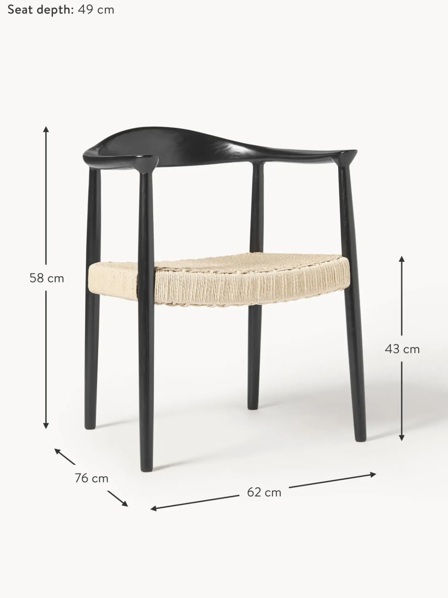 Silla Con Reposabrazos De Madera De Fresno Pavel