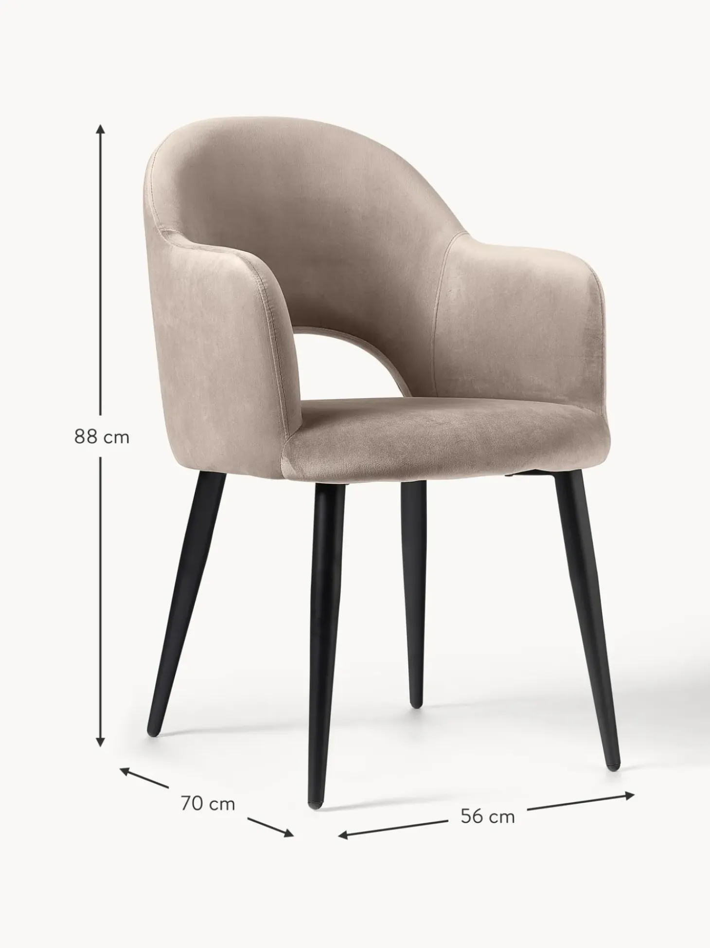 Silla Con Reposabrazos De Terciopelo Rachel