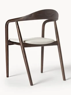 Silla Con Reposabrazos De Madera Con Asiento Tapizado Angelina