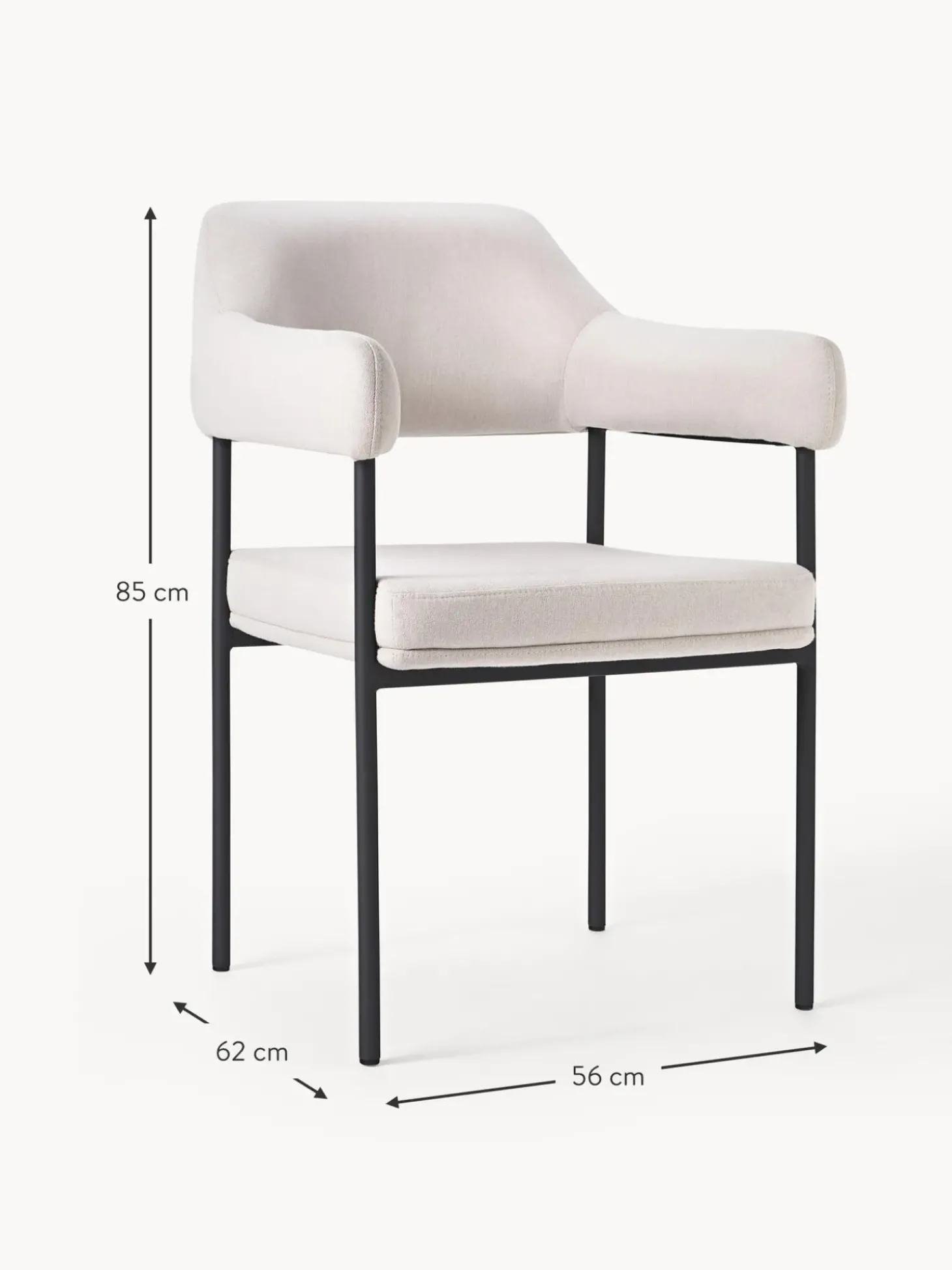 Silla Con Reposabrazos Tapizada Zoe