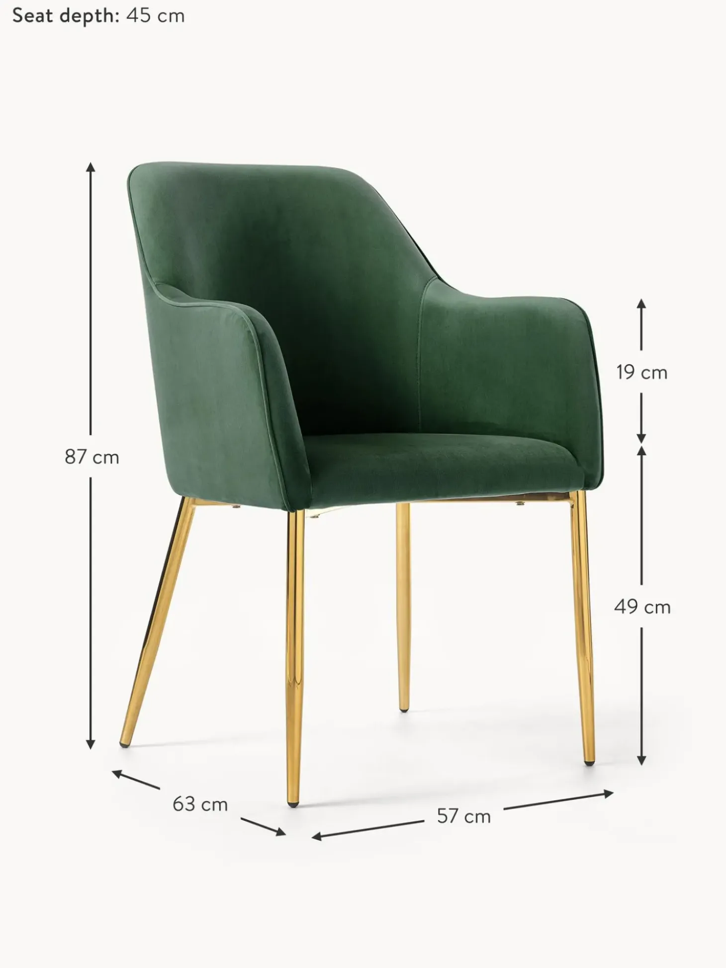 Silla Con Resposabrazos En Terciopelo Ava