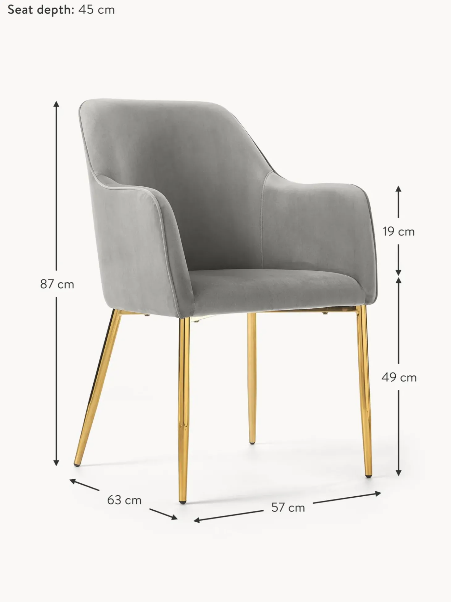 Silla Con Resposabrazos En Terciopelo Ava