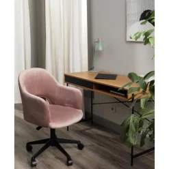 Silla De Oficina Con Reposabrazos De Terciopelo Rachel, Altura Regulable