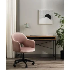 Silla De Oficina Con Reposabrazos De Terciopelo Rachel, Altura Regulable