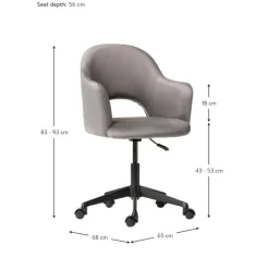 Silla De Oficina Con Reposabrazos De Terciopelo Rachel, Altura Regulable