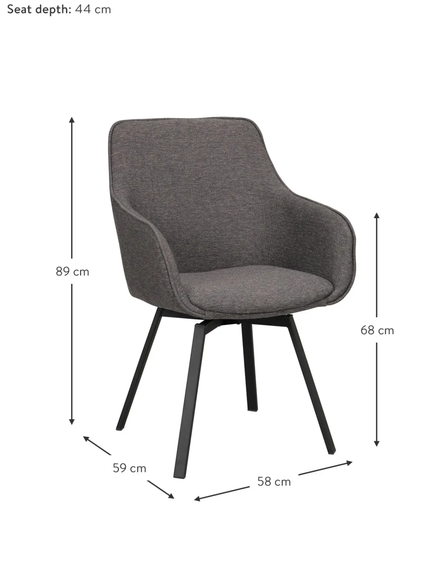 Silla Tapizada Con Reposabrazos Giratoria Alison