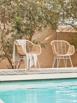 Sillas De Ratan Con Reposabrazos Costa, 2 Uds.