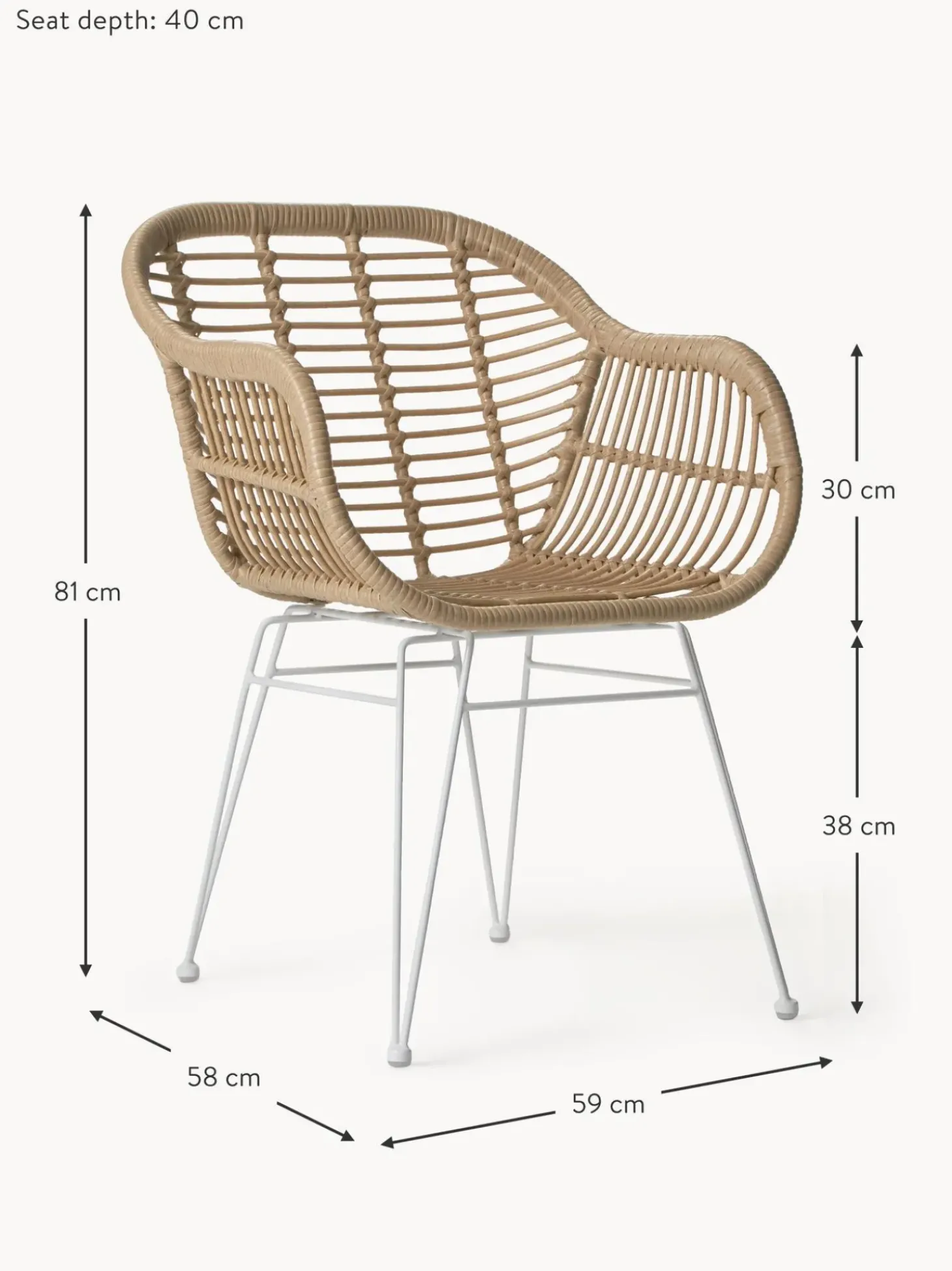 Sillas De Ratan Con Reposabrazos Costa, 2 Uds.