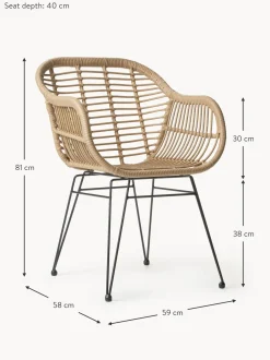 Sillas De Ratan Con Reposabrazos Costa, 2 Uds.