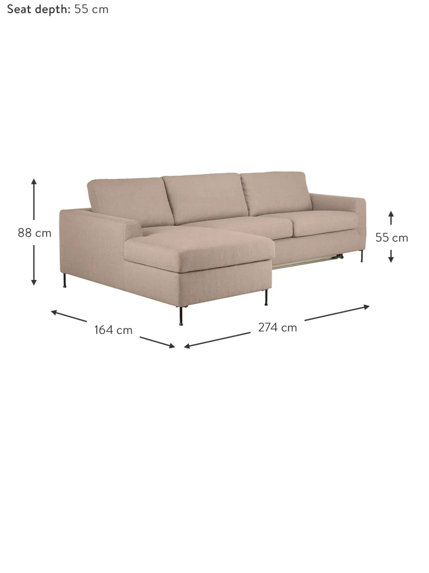 Sofa Cama Cucita (3 Plazas), Con Colchon