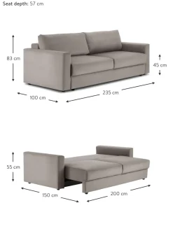 Sofa Cama De Terciopelo Tasha (3 Plazas), Con Espacio De Almacenamiento