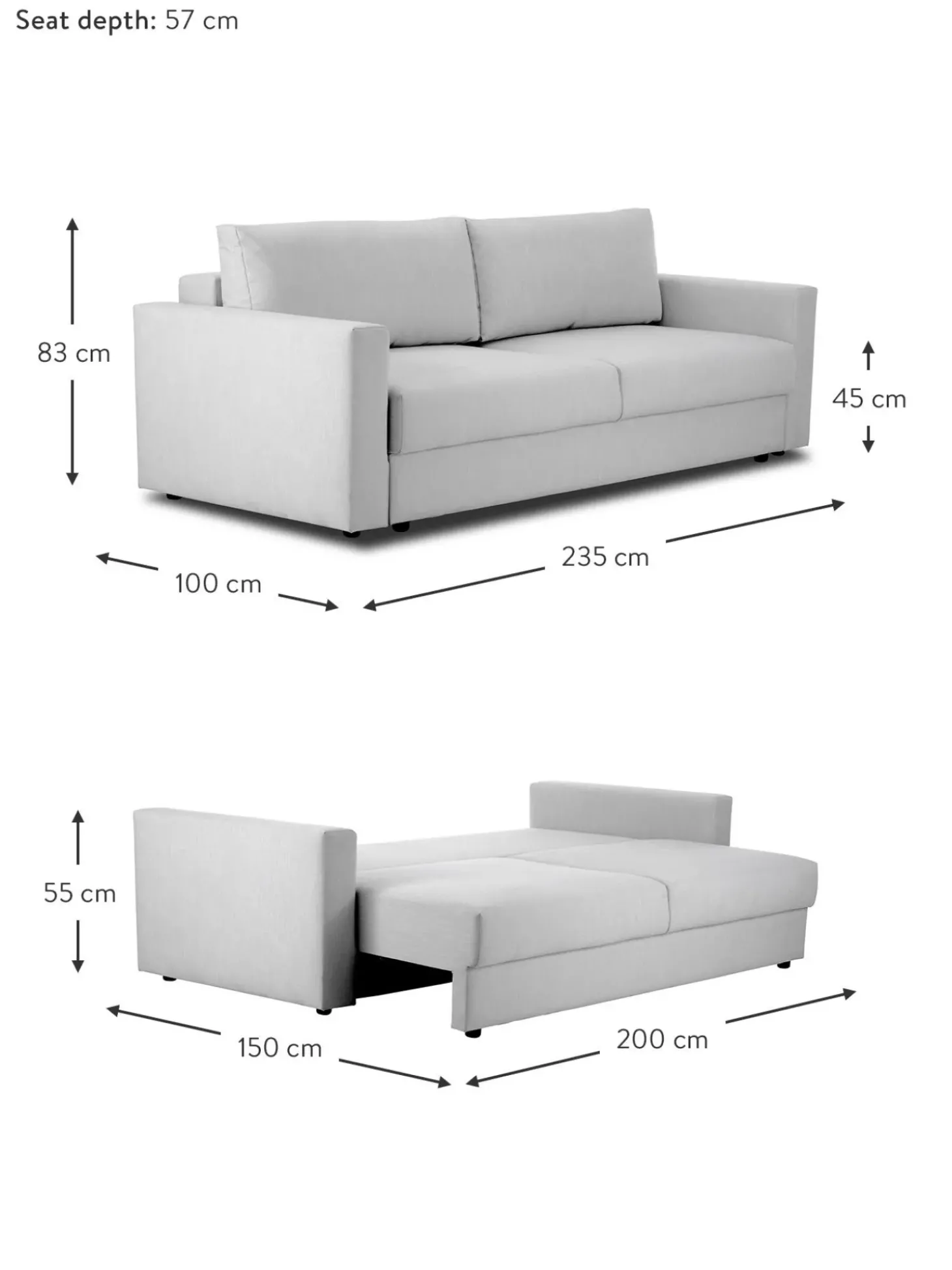 Sofa Cama Tasha (3 Plazas), Con Espacio De Almacenamiento