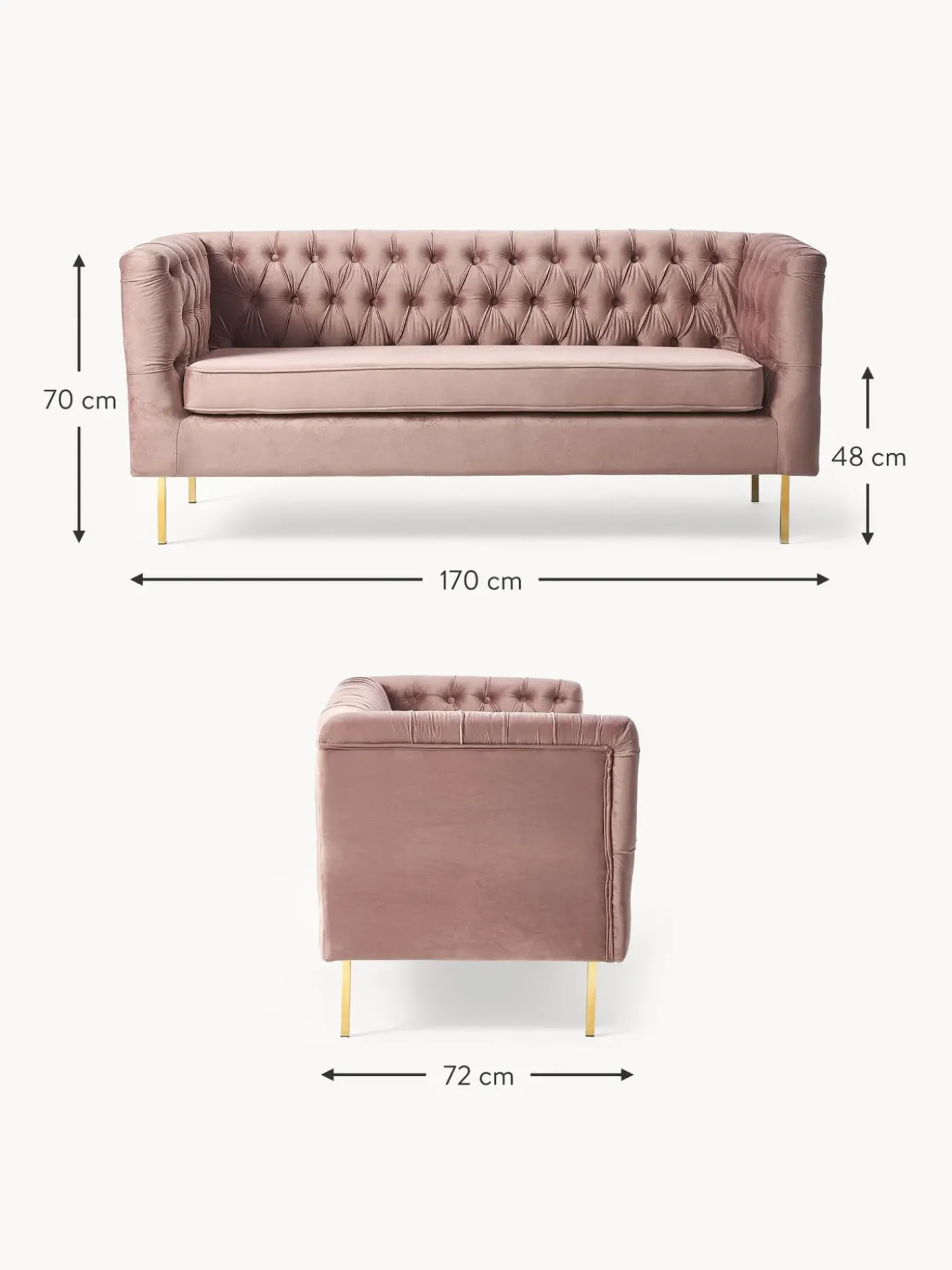 Sofa Chesterfield De Terciopelo Chiara (2 Plazas)