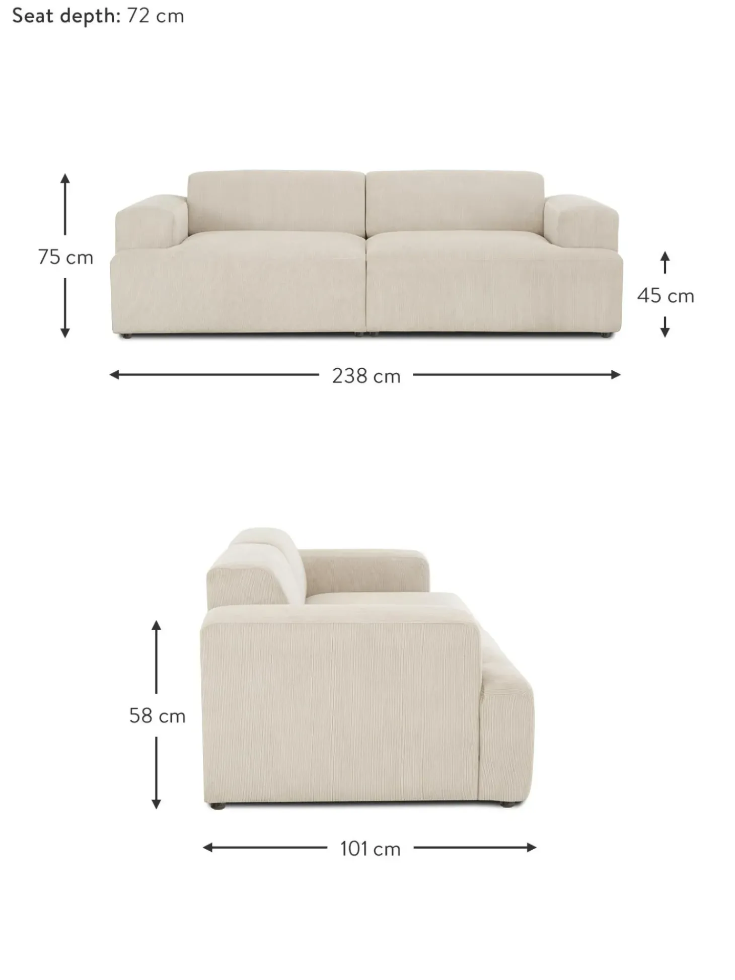 Sofa De Pana Melva (3 Plazas)