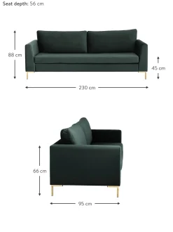 Sofa De Terciopelo Luna (3 Plazas)
