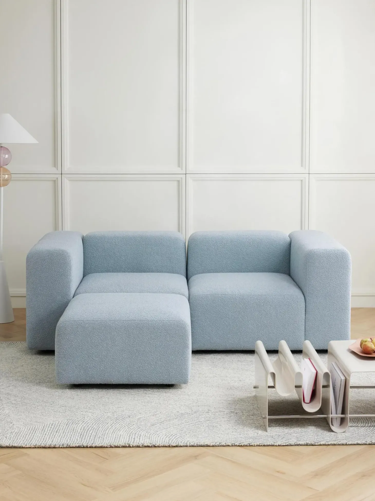 Sofa Modular Boucle Lena (3 Plazas), Con Reposapies