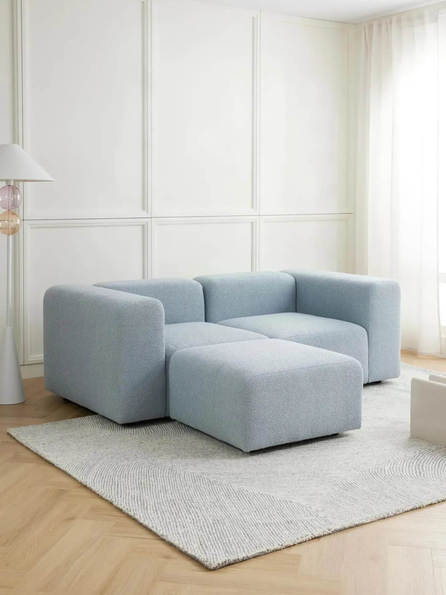 Sofa Modular Boucle Lena (3 Plazas), Con Reposapies